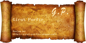 Girst Porfir névjegykártya